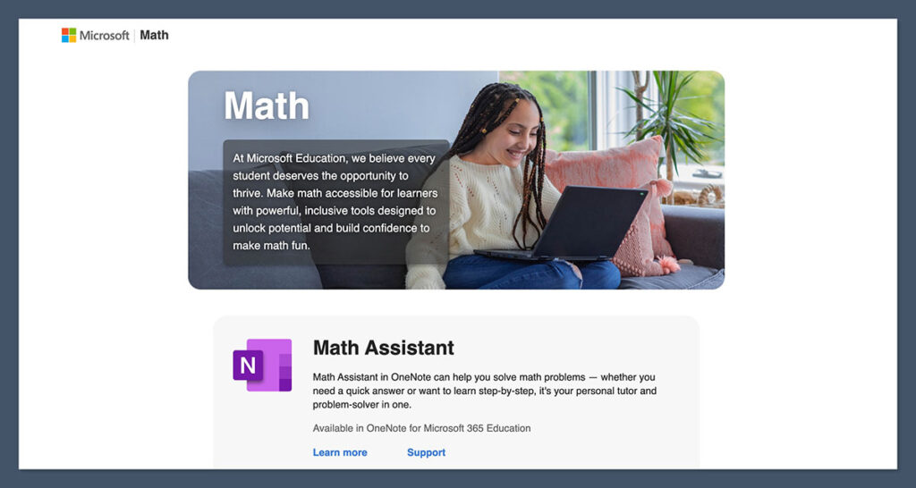 Microsoft Math Solver Homepage
